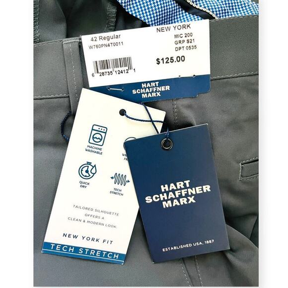 Hart Schaffner Marx NWT Men's New York Fit Tech Stretch Dress Pant 42 Regular - Picture 5 of 7